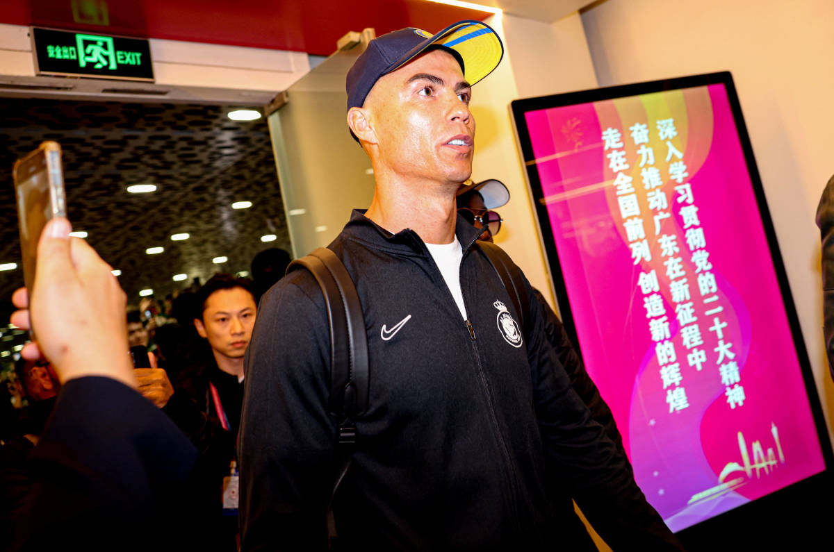 Cristiano Ronaldo pictured at Shenzhen airport in January 2024